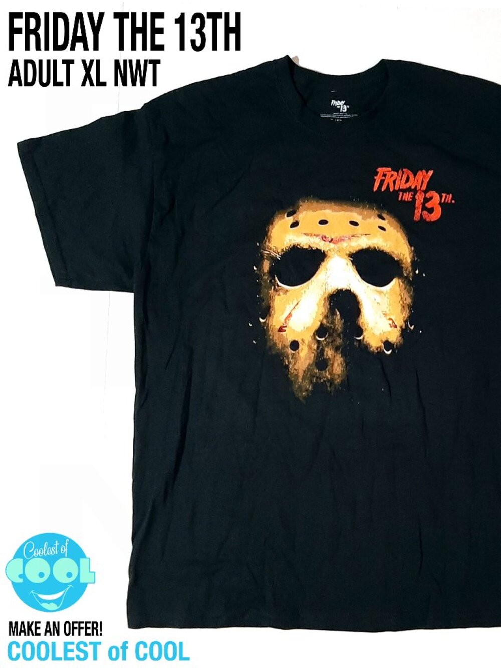 Friday The 13th movie Jason Voorhees Hockey Mask Horror t-Shirt XL black NWT